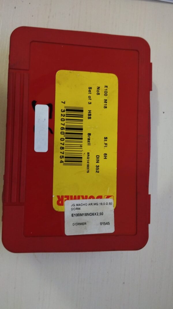 Jogo De Macho M18 X 2,50 Hss Manual DIN 352 6h Três Peças - caixa
