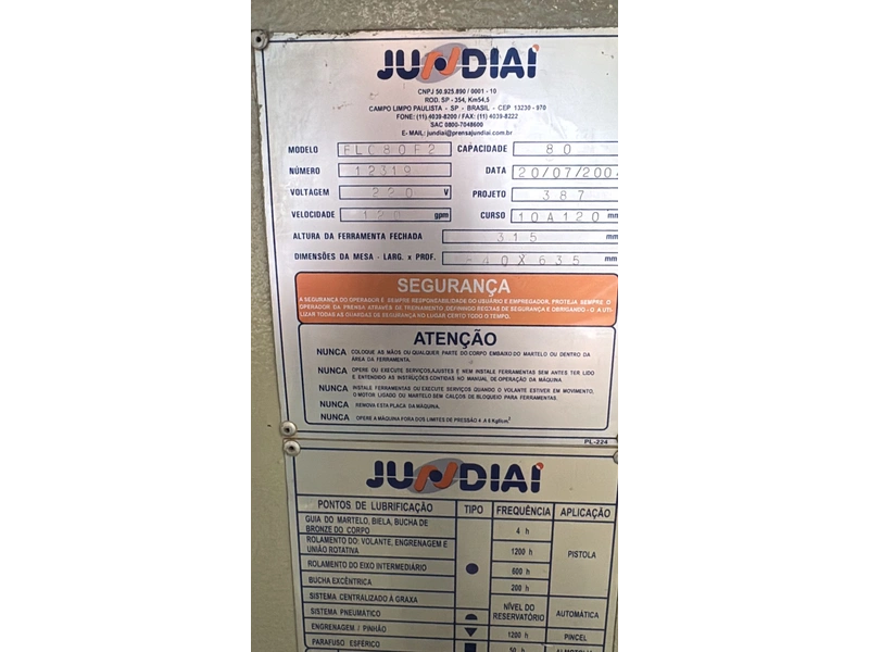 Prensa Tipo C Freio e Fricção Jundiai 80 Ton 3 PRENSA TIPO C FREIO E FRICÇÃO JUNDIAI 80 Ton